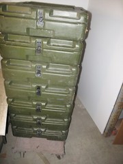 Hard Case Hinged Single Lid 23x22x7 Rotomolded Plastic Green Heavy Duty