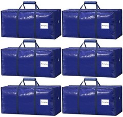 6 Pack Large Moving Bags Heavy Duty – Reusable Storage Bags with Zippers &