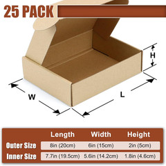 Shipping Boxes 8X6X2 Inches,25 Pack Medium Corrugated Cardboard Mailer Box for M