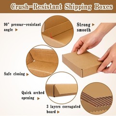 50 Pack Small Shipping Boxes, Brown Corrugated Cardboard Boxes Mailing Box, S…