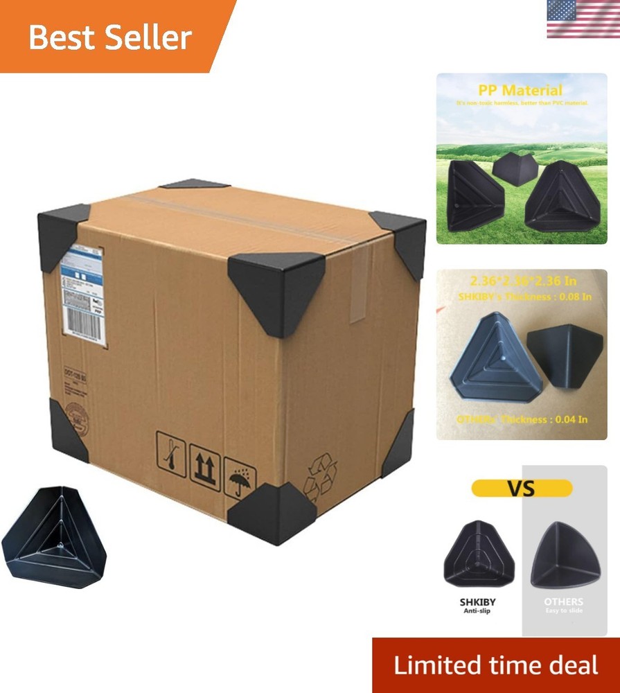 Lightweight Black Shipping Box Corner Protectors – 80 Pack for Ultimate Safety