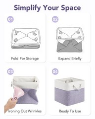 12×12 Storage Cube Bins, 6 Pack Reinforced Bottom Cardboard Foldable Box, Org…