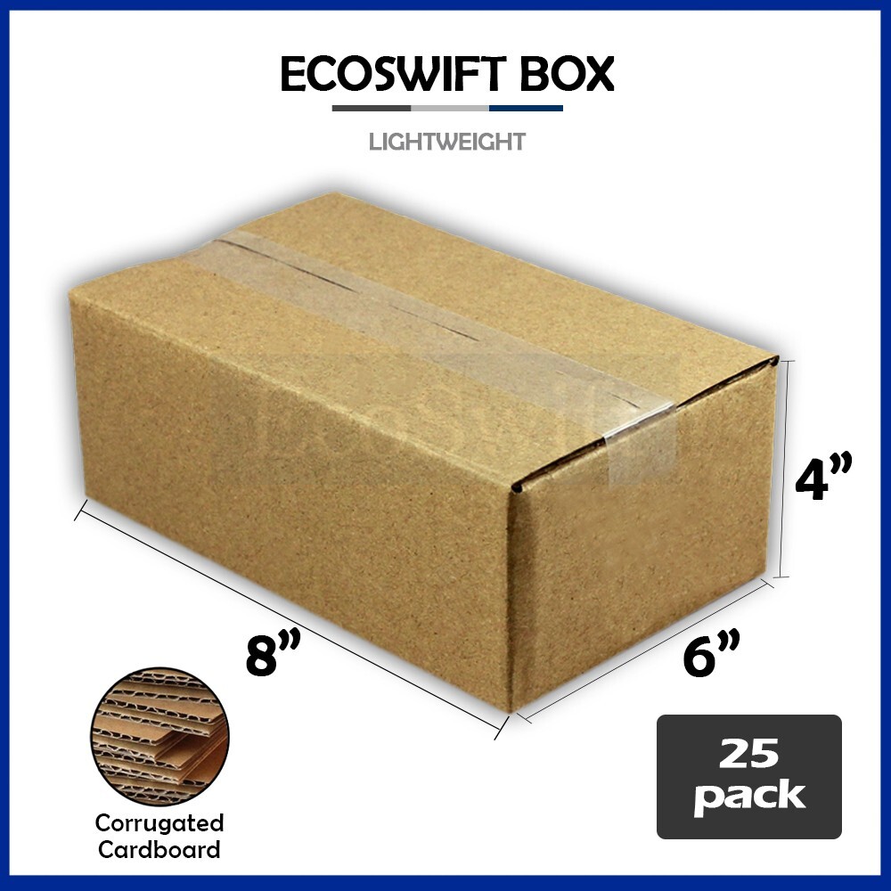 25 8x6x4 Cardboard Paper Boxes Mailing Packing Shipping Box Corrugated Carton
