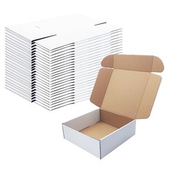 9x9x3 Inches White Shipping Boxes Set of 25，Cardboard Boxes Recyclable Corrug…