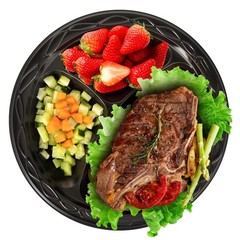 YANGRUI 150-Pack 10″ Black 3-Compartment Plate – Shrink Wrapped No Pre-Wash |…