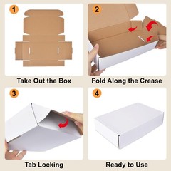 9x6x2 Inches Small Boxes, 2 Pack White Corrugated Cardboard Boxes, Recyclable…
