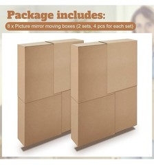 2 Set Picture Shipping Box 40 x 60 x 4 Corrugated Cardboard Adjustable Boxes for
