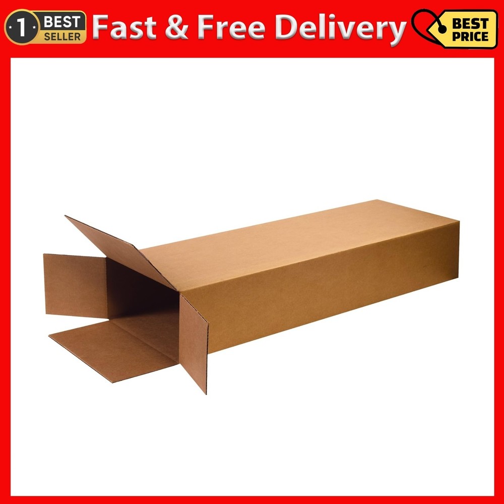 18x6x45 Side Loading Shipping Boxes Heavy Duty Kraft Corrugated Pack of 5