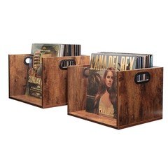 Vinyl Record Storage Crate 2 Pack, Holds up To 60 LPs, Album Visible Storage …