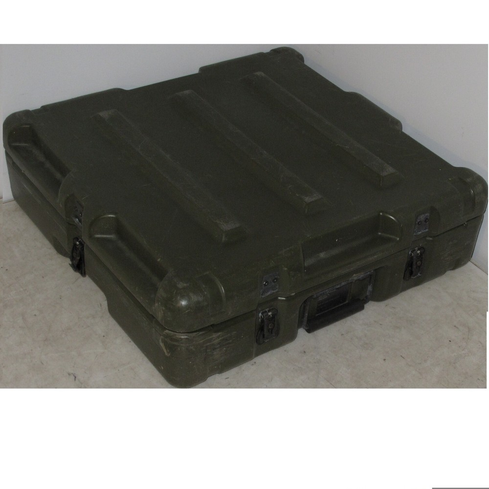 Hard Case Hinged Single Lid 23x22x7 Rotomolded Plastic Green Heavy Duty