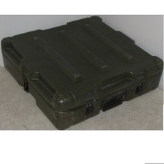 Hard Case Hinged Single Lid 23x22x7 Rotomolded Plastic Green Heavy Duty