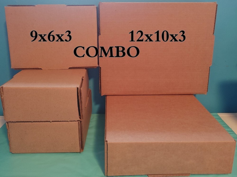 50 12x10x3 & 50 9x6x3 Boxes 100Pc Cardboard Corrugated Shipping Tapeless + Gift