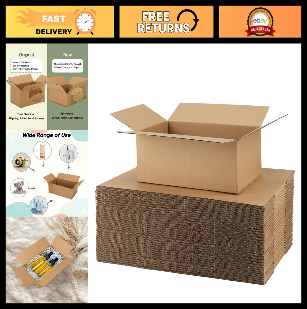 10x6x4 Shipping Boxes – 25 Pack Corrugated Cardboard for Small Business Packing