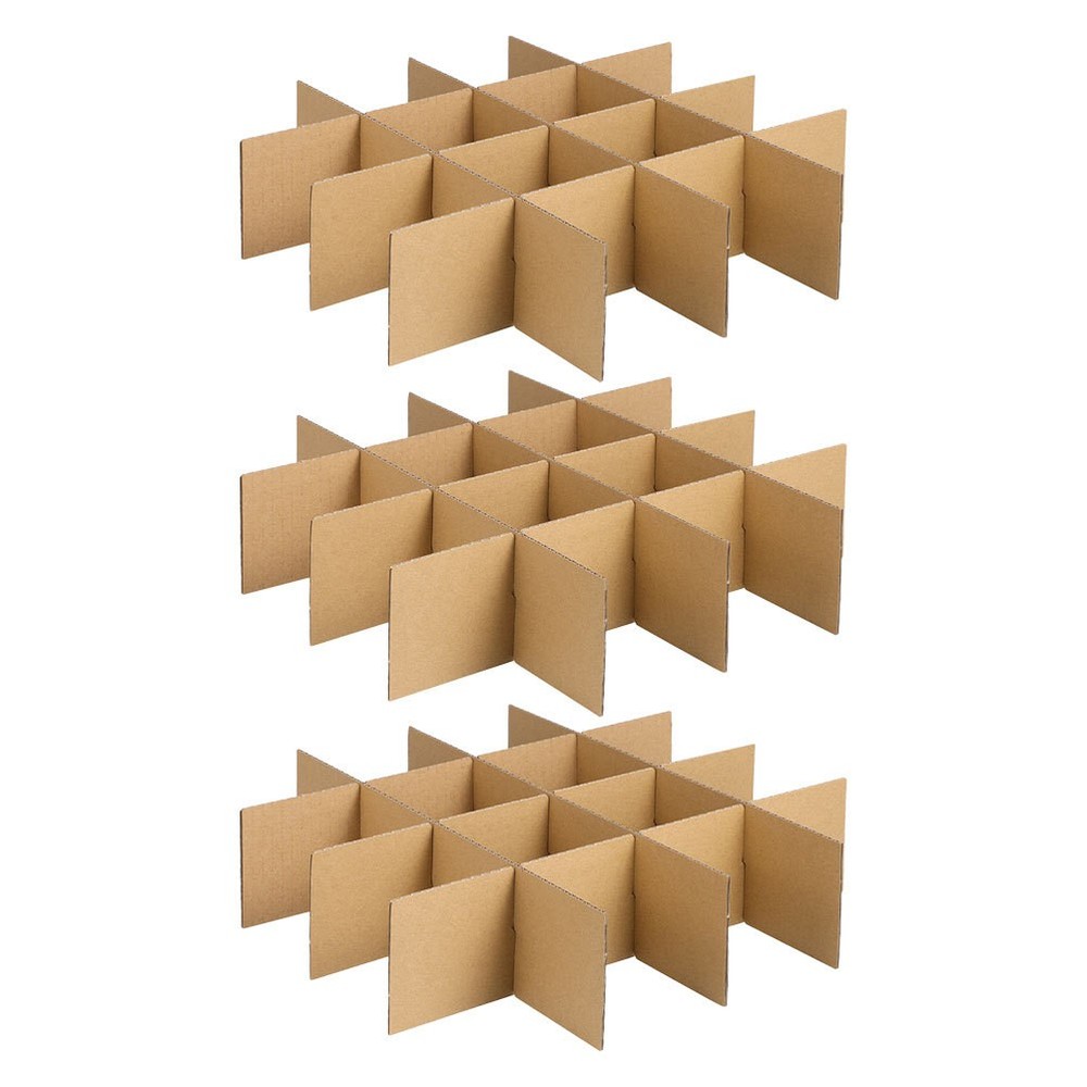 18Pcs Khaki Corrugate Box Insert Dividers for Wine Glass Packing and Dish Moving