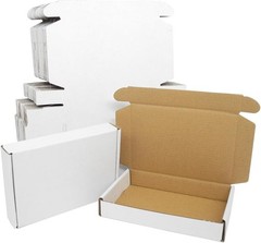50 Pack 6x4x1 Inch White Corrugated Shipping Boxes, Cardboard Literature Mailers