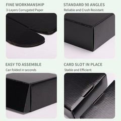 Pack of 40 Black Cardboard Shipping Boxes 6x4x3