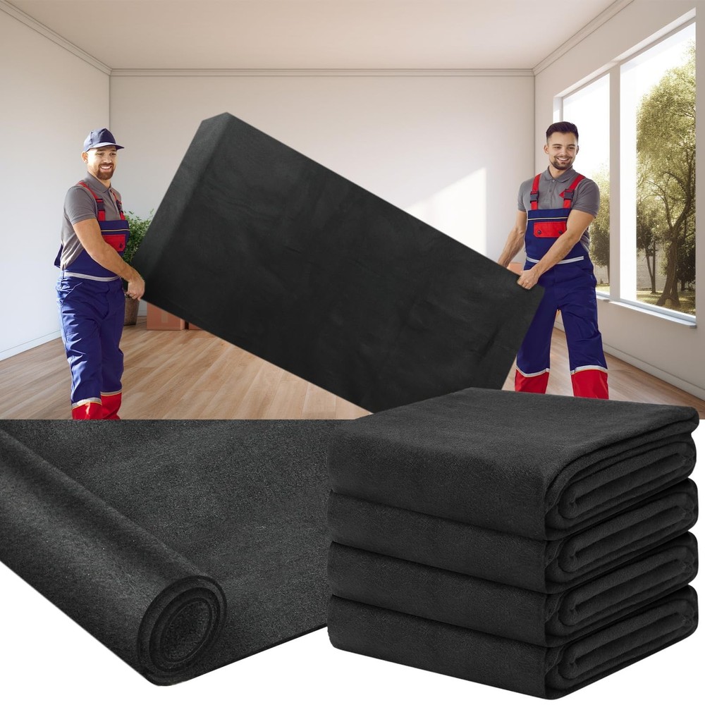 Fanfanwin 4 Pcs 80″ X 72″ Extra Large Moving Blankets Heavy Duty Packing Blan…