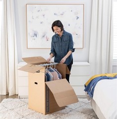 Bankers Box Tall Wardrobe Box 24x24x40 Inches Tape-Free Moving Storage with