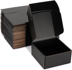 Black Shipping Boxes 6X6X3 Inches, 20 Pack | Easy Assembly, Sturdy 32 ECT Corrug