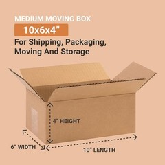 Corrugated Cardboard Box 10x6x4 Inch Shipping Mailing Small Moving Pack of 2