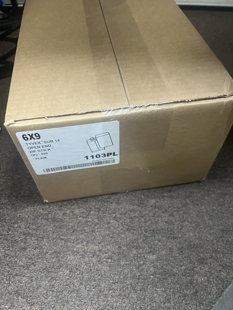 6×9 Envelopes Tyvek Sub 14 Open End Zip Stick – 500 In Carton