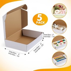 6x4x2 Inch Small White Corrugated Tuck Top Shipping Mailer Boxes 5 PCS