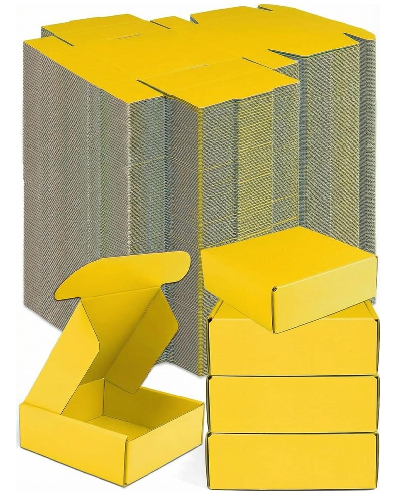 50 PCS Yellow 6x4x1.6 Inch Small Corrugated Cardboard Shipping Mailer Box