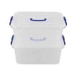 2-pack 8 Liters Storage Containers with lids, Plastic Latching Storage Boxes