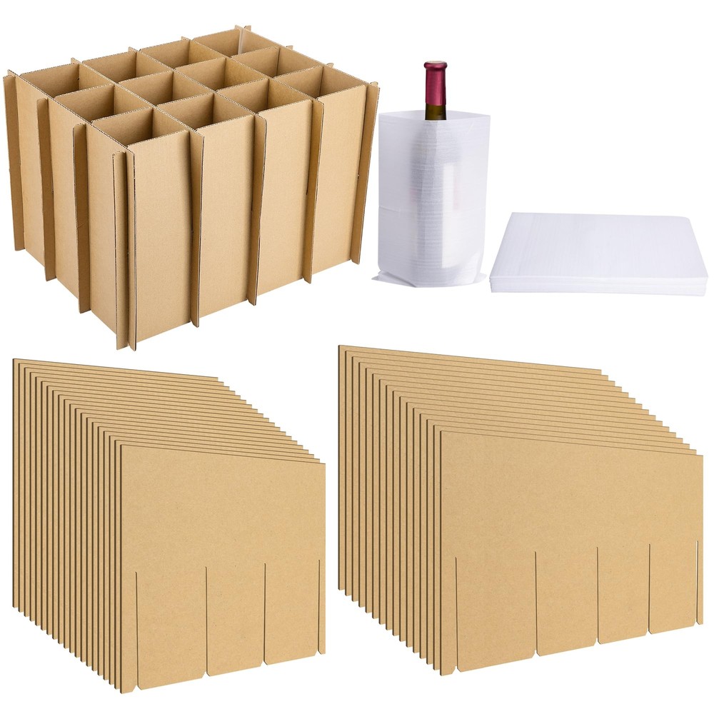 4 Sets Glass Packing Dividers with Foam Pouches for 18x14x12 Inch Boxes