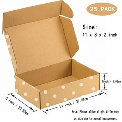 25 Pack Recyclable Corrugated Box Mailers,Kraft Cardboard Box White Polka Dot…