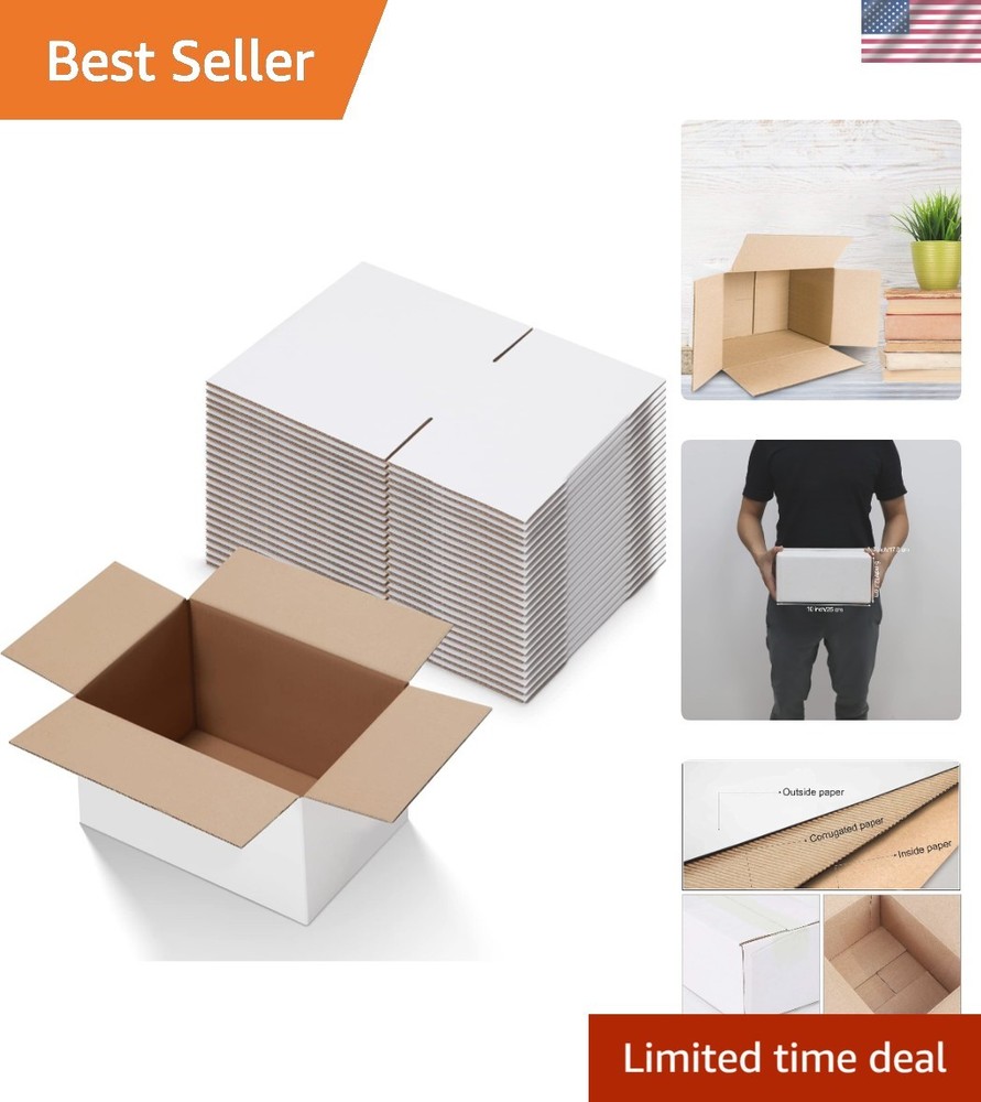 10x7x5 Inches White Shipping Boxes Set of 25