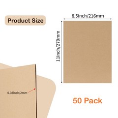 50 Pack 8.5×11 Inch Brown Corrugated Cardboard Sheets for Packing Mailing