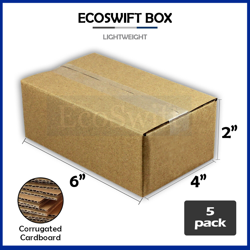 5 6x4x2 EcoSwift Cardboard Packing Moving Shipping Boxes Corrugated Box Cartons
