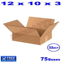 75 – 12x10x3 Cardboard Boxes 32-ECT Mailing Packing Shipping Corrugated Carton