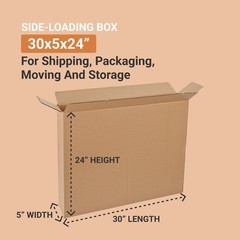 BOX USA Side Loading Shipping Boxes Large 30″L x 5″W x 24″H 10Pack Corrugate…