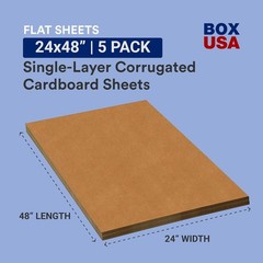 Double Wall Corrugated Cardboard Sheets, 24″ x 48″, Kraft Pack of 5,