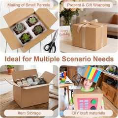 Durable 3-Layer Kraft Brown Boxes, 4 PCS 8x6x6 – Ideal for Packing & Shipping