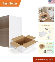 White Cardboard Shipping Boxes – 30 Count – 10x7x5 Inches, Recyclable