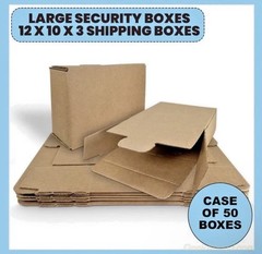50 Pieces 10″ x 3″ x 12.5″ Corrugated Security Mailer Shipping Box Bulk Boxes