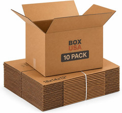 Medium Moving Boxes 18″L X 14″W X 12″H 10-Pack – Corrugated Cardboard