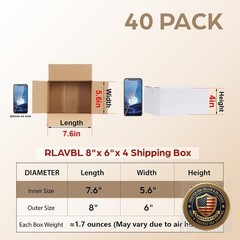 Shipping Boxes 8x6x4 Corrugated Cardboard 40-Pack Mailing Packing