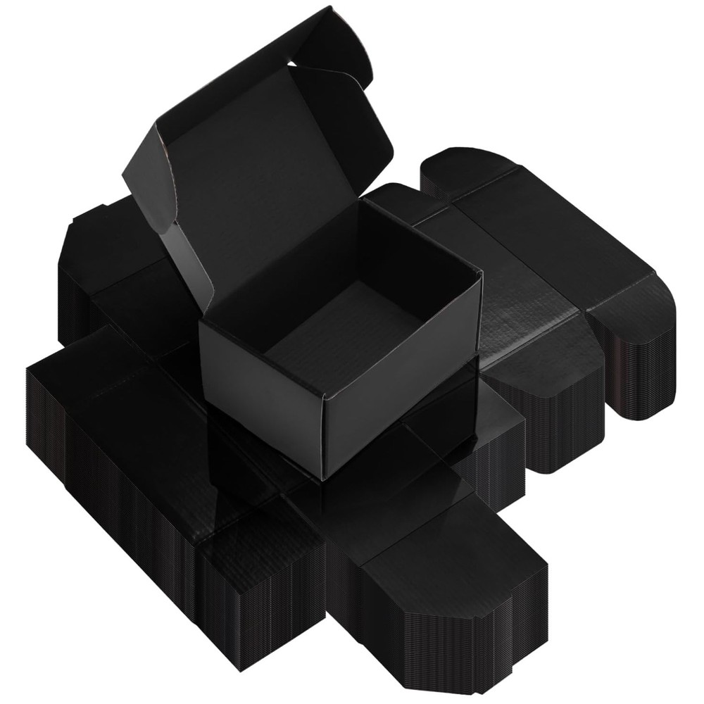 Pack of 40 Black Cardboard Shipping Boxes 6x4x3