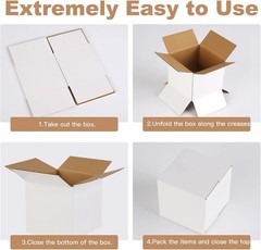 5 Heavy-Duty 8x6x4 Shipping Boxes – White Corrugated Cardboard for Gifts