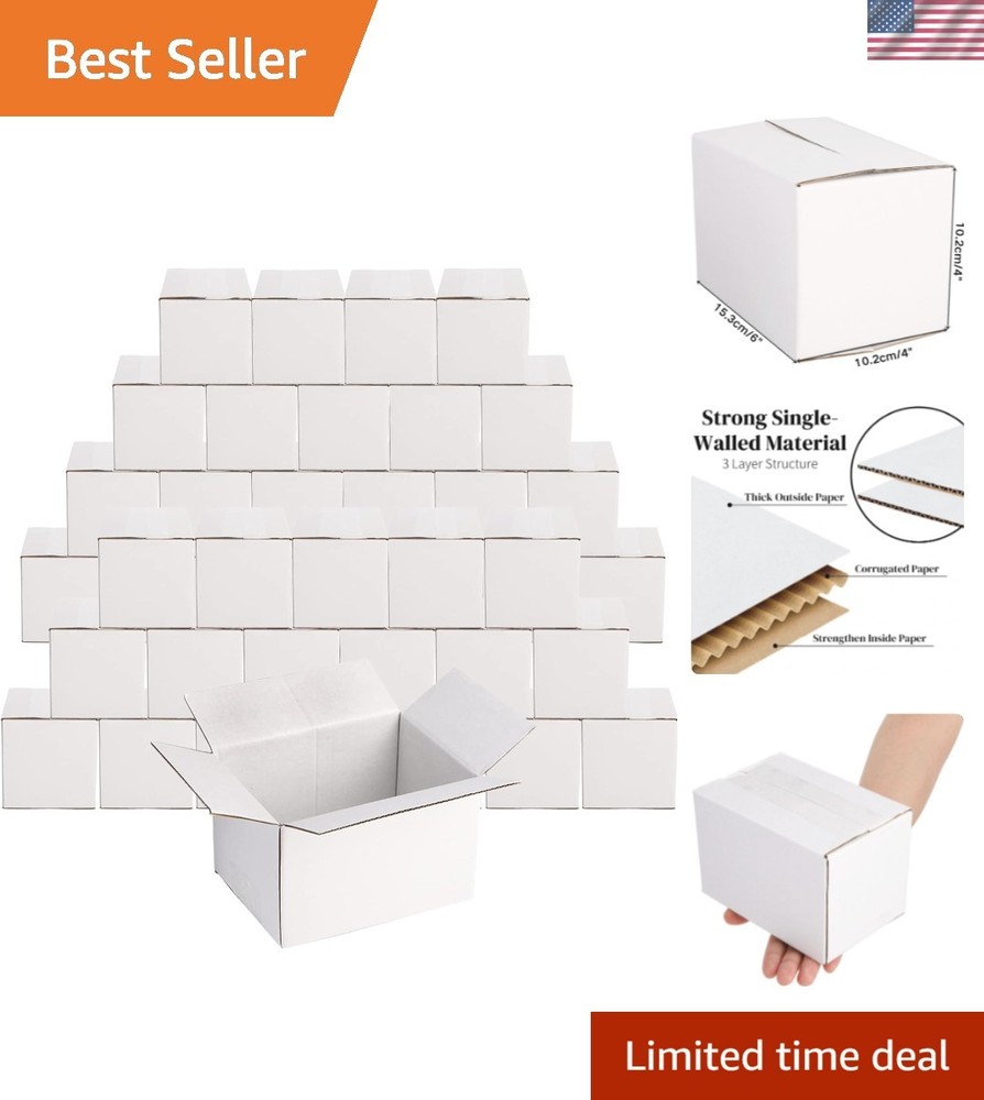 Space-Saving 40 Pack Corrugated Boxes, 6x4x4 – Easy Assembly for Shipping Needs