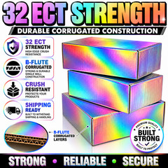 8x6x4 Holographic Shipping Boxes Gift Mailer Packaging 32 ECT Boutique
