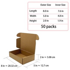 Shipping Boxes 8x5x2 inch 50 Pack,Brown Corrugated Boxes Mailer Packaging for…