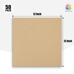 Mat Board Center, 50 Corrugated Cardboard Sheets 12×12 Inches Flat Card Board…