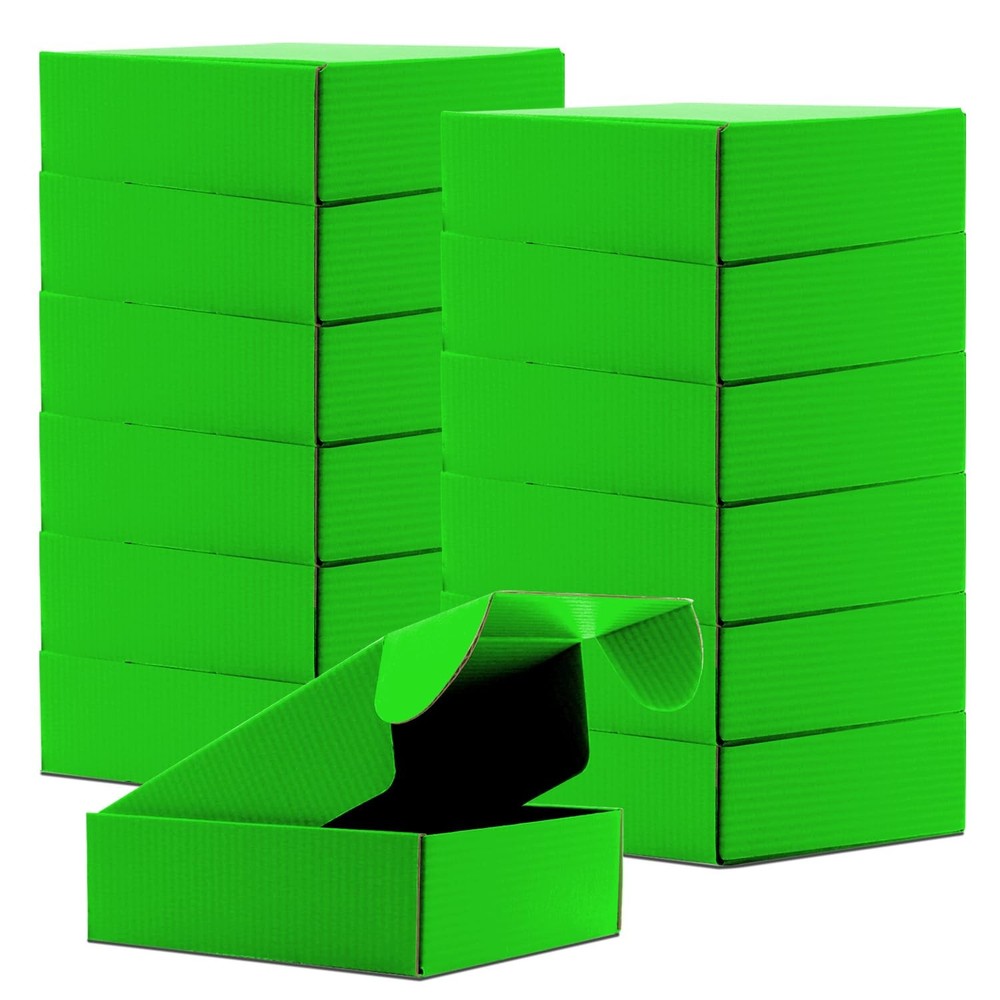 Grass Green Small Corrugated Cardboard Mailer Shipping Boxes 15 Pack 6x6x2 Inch