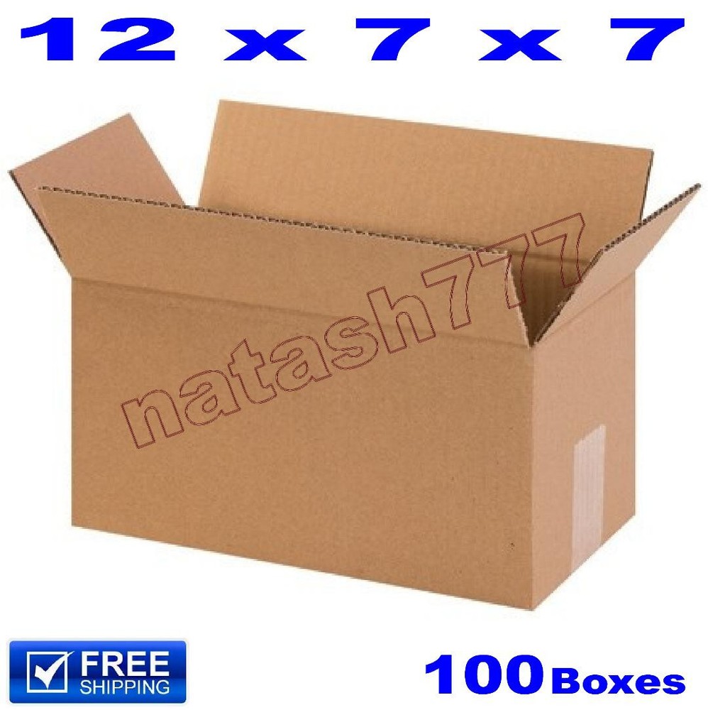 100 – 12x7x7 Cardboard Boxes Mailing Packing Shipping Corrugated Carton