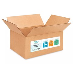 Medium Moving & Shipping Boxes 14″L x 10″W x 6″H (25-Pack) – Extra Strength 2…